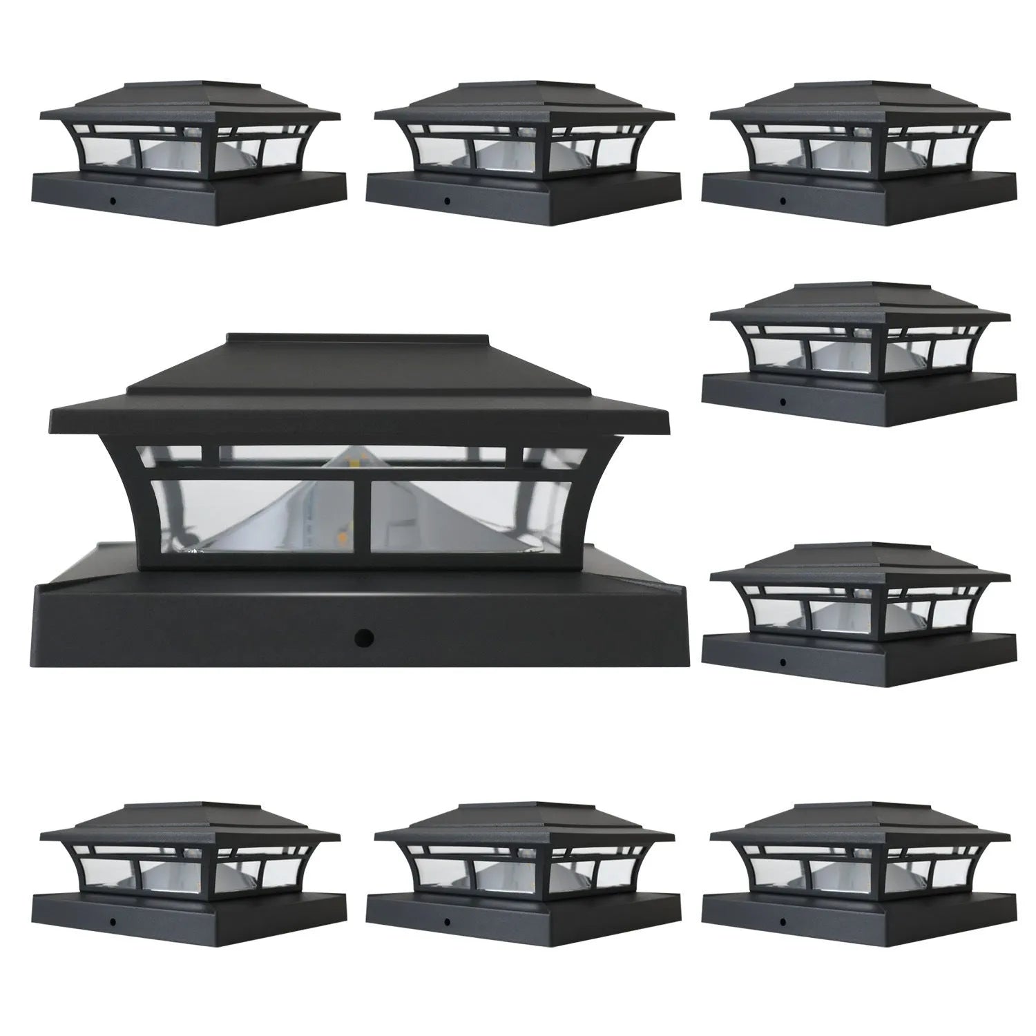 Solar pile fence lamp with ABS shell, warm and white LED light options for garden handrail lawn use