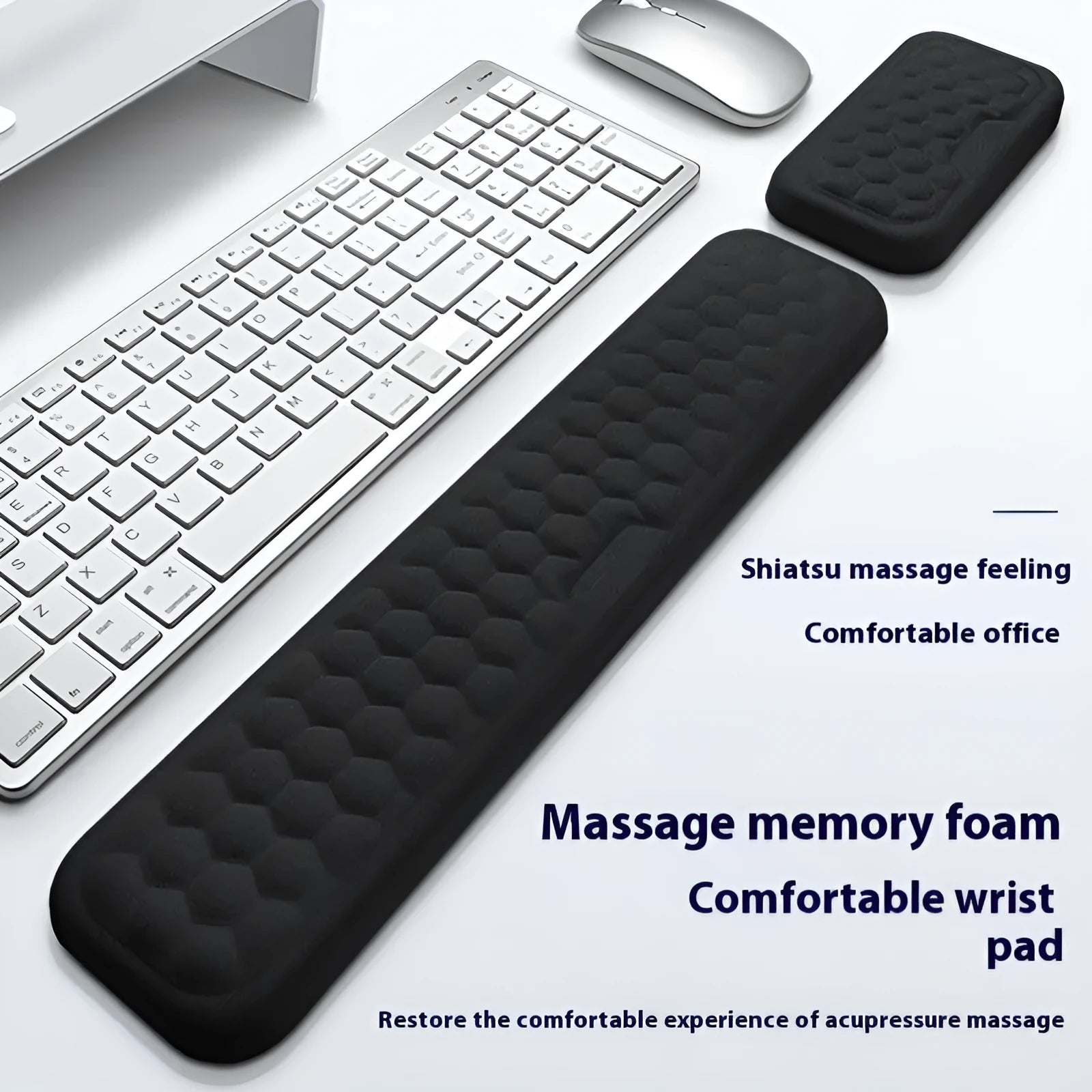 Memory foam mouse wrist pad with silicone anti-slip base in black cloth cover option