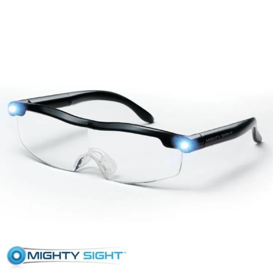 Transparent black USB LED reading glasses with integrated illumination and ABS plastic frame