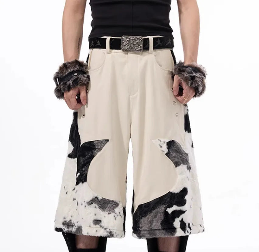 Milk fibre fur cropped pants with personalised pattern options in sizes S M L XL