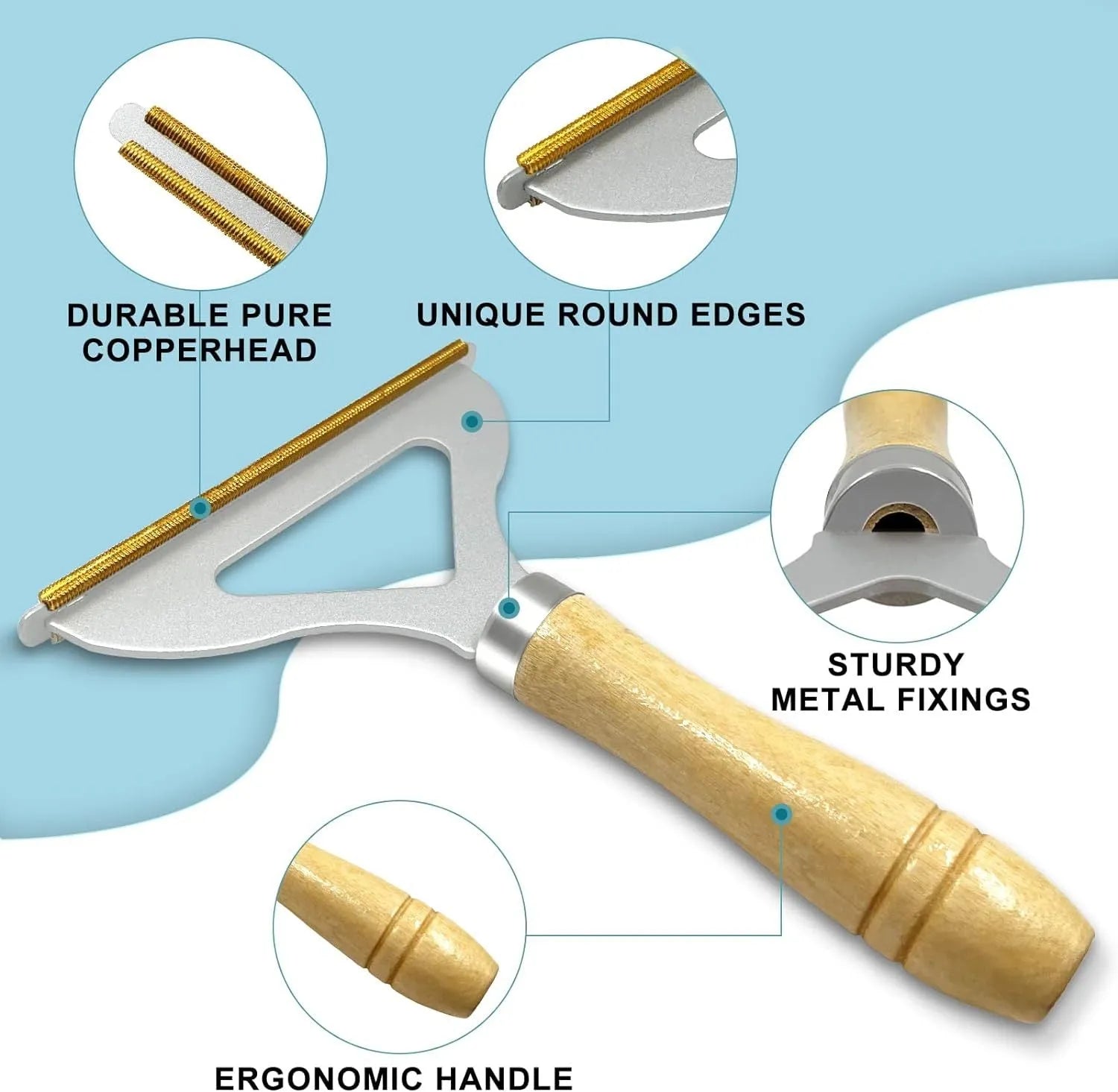 Three pet hair removal tools: a metal lint shaver, a double-row silicone brush, and a round ABS+TPR cleaner.