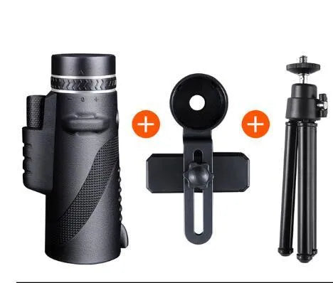 Black HD 40x60 monocular telescope showing 60mm objective lens and compact body design.