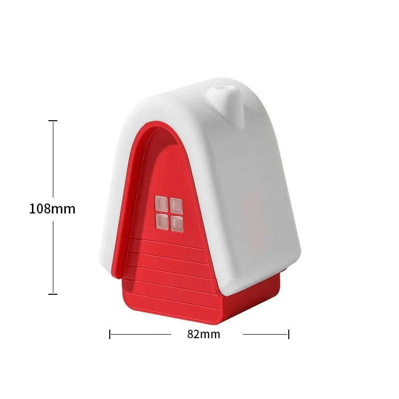 Polar Species igloo baby night light in blue with silicone shade showing touch dimmer and USB cable