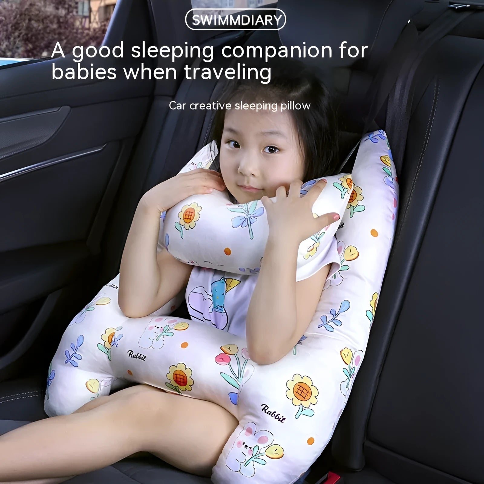55x70cm car sleeping pillow with pearl cotton fill in multiple designs including flower rabbit and dinosaur patterns