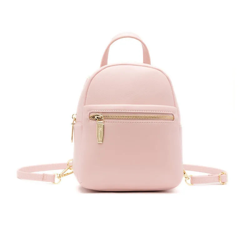 Soft PU mini backpack with three-dimensional pockets in street trend style showing contrast colour details