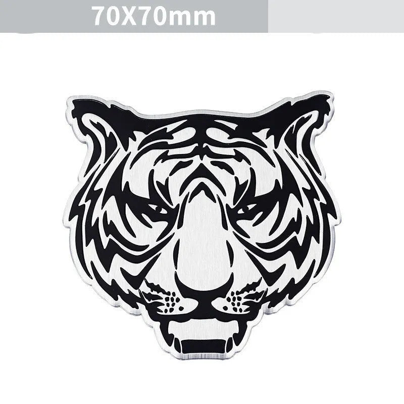 Aluminium car sticker badges with animal motifs including lion, eagle and tiger designs