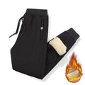 Men's grey fleece-lined cotton track pants with straight leg design and mid waist fit