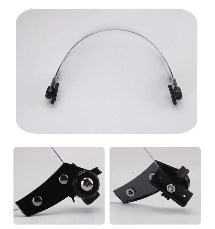 Transparent polycarbonate helmet face mask with windproof lens and guide rail mounting