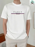 Men's loose fit short-sleeved t-shirt with large letter print, shown in apricot colour