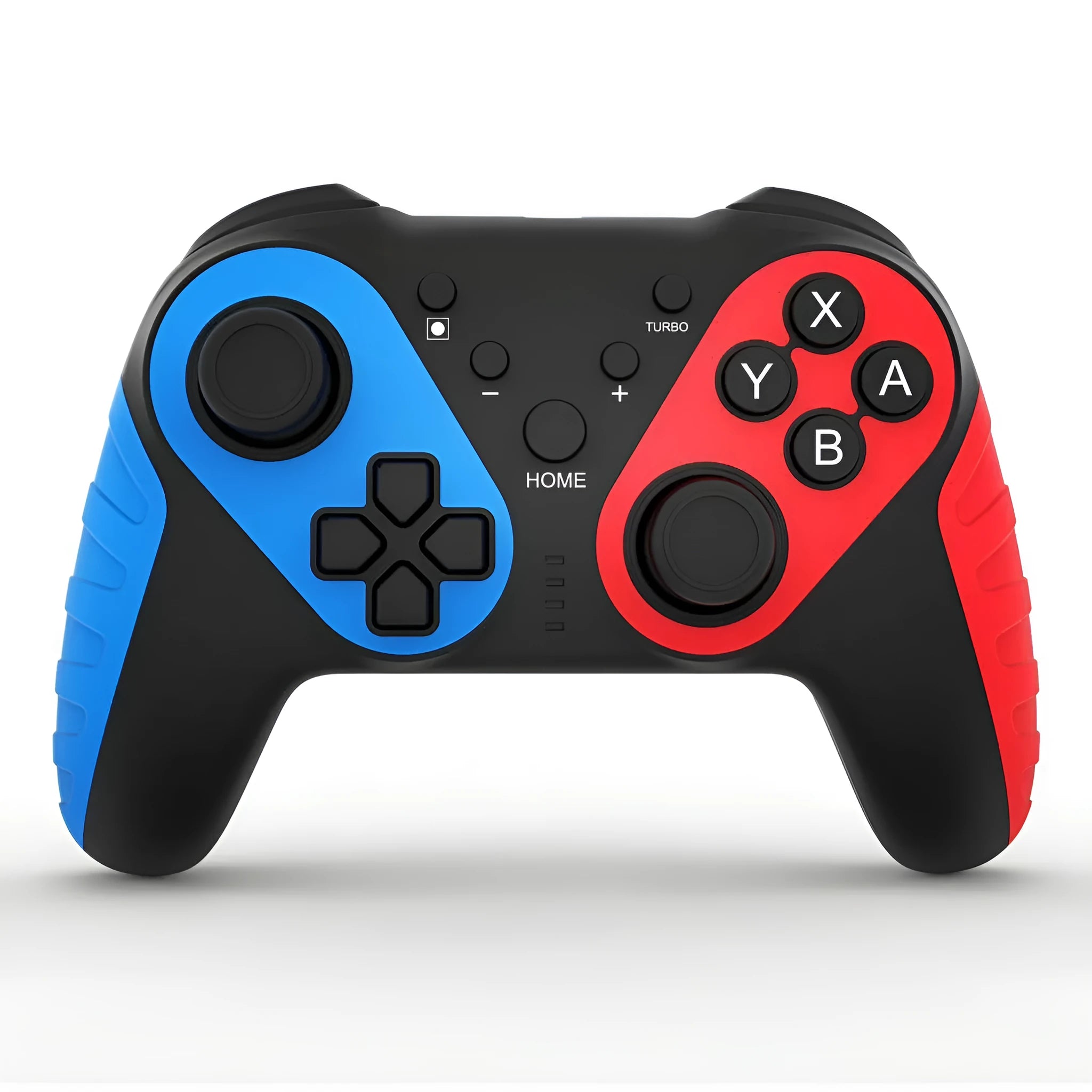 Red and blue wireless Bluetooth gamepad for Nintendo Switch and PC, model STK-7032SN