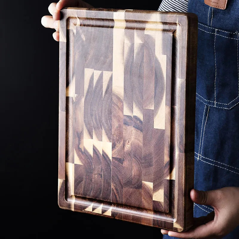 Brown solid wood cutting board made from imported acacia wood with 3cm thickness