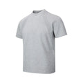 Black loose fit short sleeve top with air layer stitching detail on a hanger