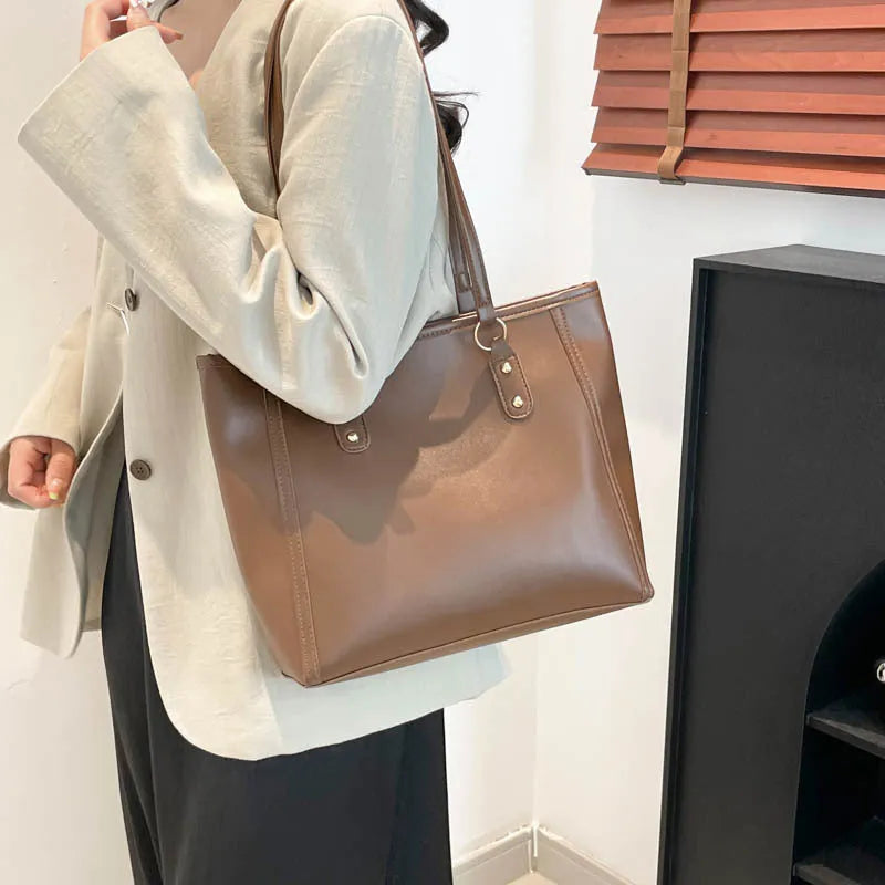 Korean style PU crossbody shoulder bag with sandwich pocket design in neutral colours