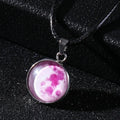 Christmas constellation moon night sky luminous alloy pendant necklace with coloured glass pendant on extension chain
