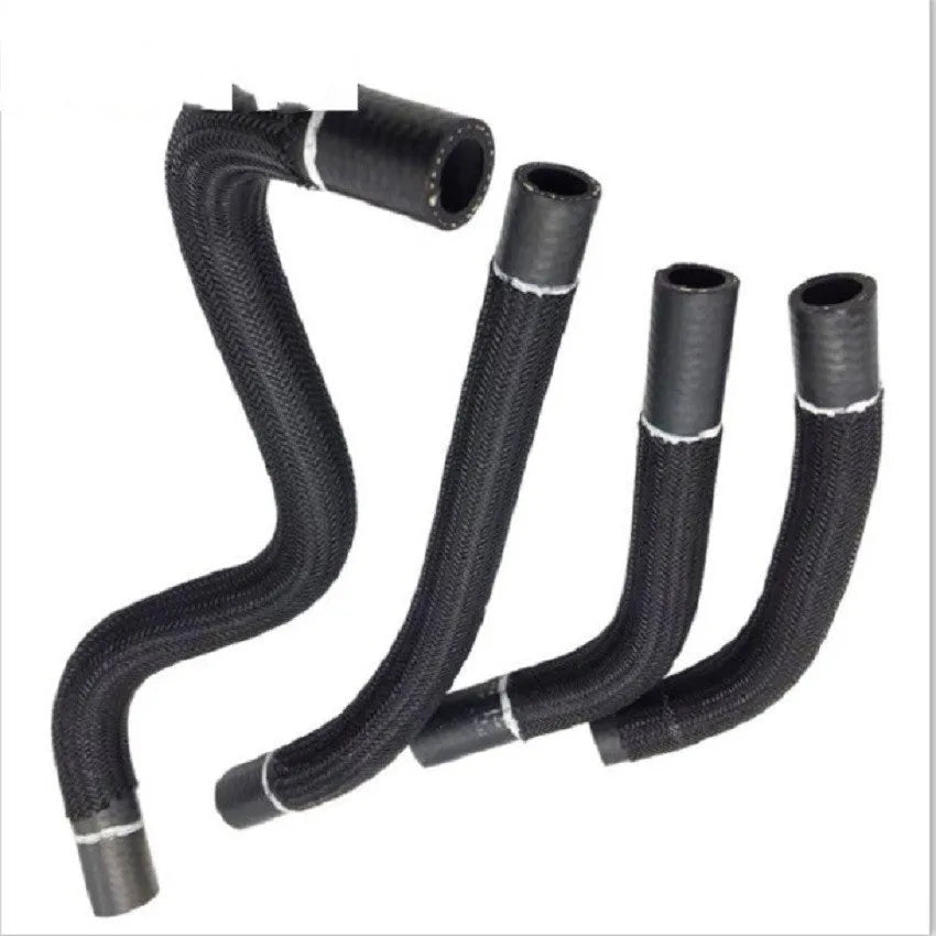 Black self-winding polyester mesh sleeve for protecting automotive wires and cables.