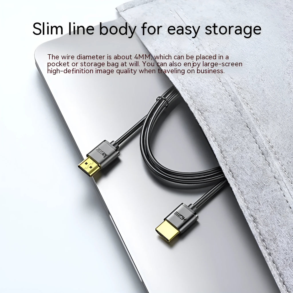 HDMI cable with gold-plated connectors and hairline rule finish in various length options