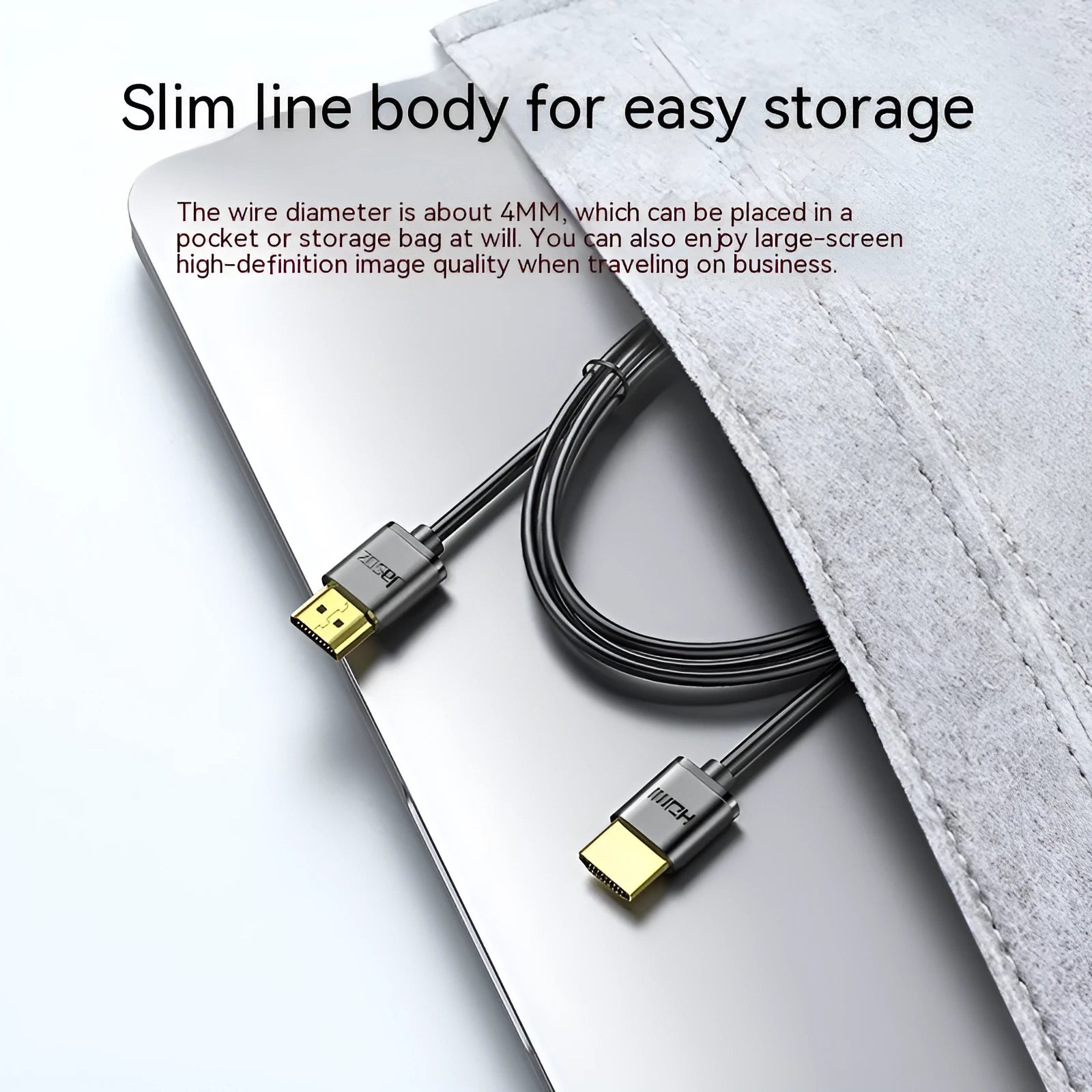 HDMI cable with gold-plated connectors and hairline rule finish in various length options
