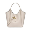 Women's genuine leather retro bucket bag with file compartment in lake blue colour
