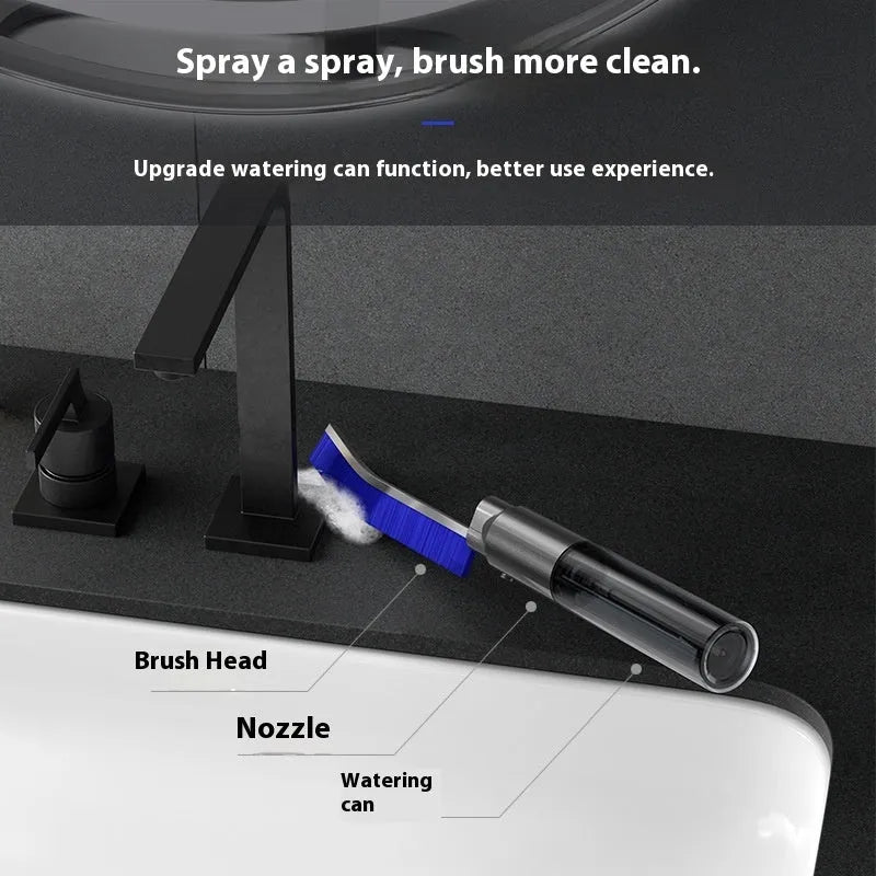 Plastic gap brush cleaning ball with white body and black bristle for bathroom grooves