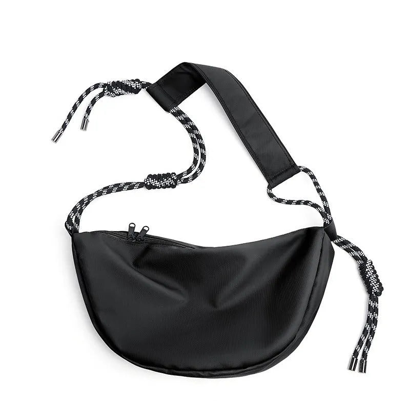 Men's nylon messenger bag in solid colour with large capacity for daily use