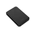 Black and white electric heating vest power bank with USB port showing compact size.