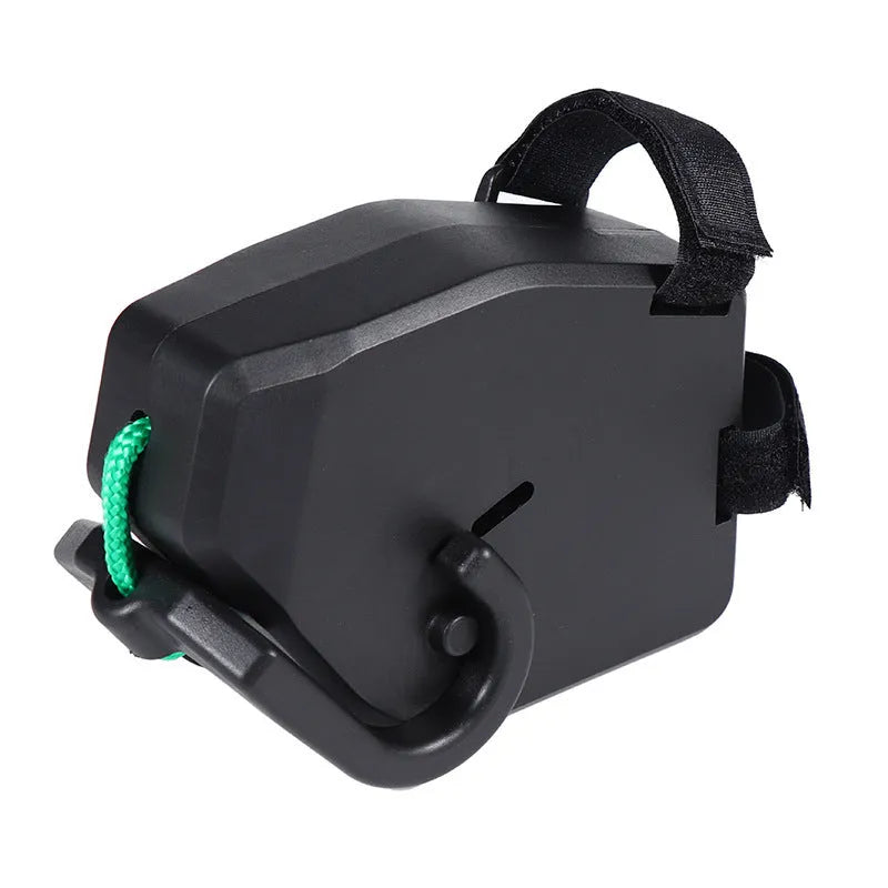 Black plastic bicycle trailer traction rope with connector fittings for mountain bike towing