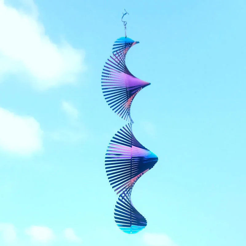 Metal rotating wind runner garden decoration pendant in colourful finish, 12.8x60cm