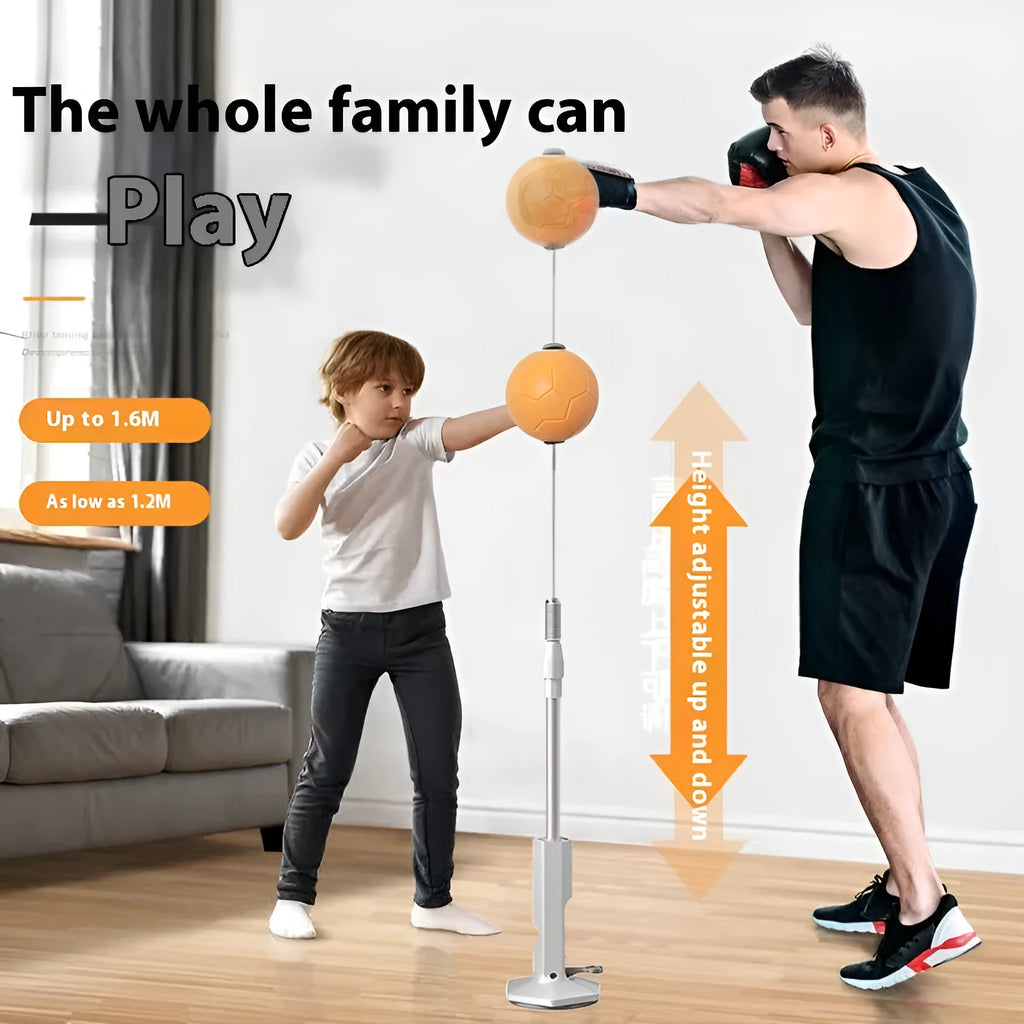 Vertical boxing reaction speed ball with roly-poly sandbag and focus mitts in orange and grey colour options