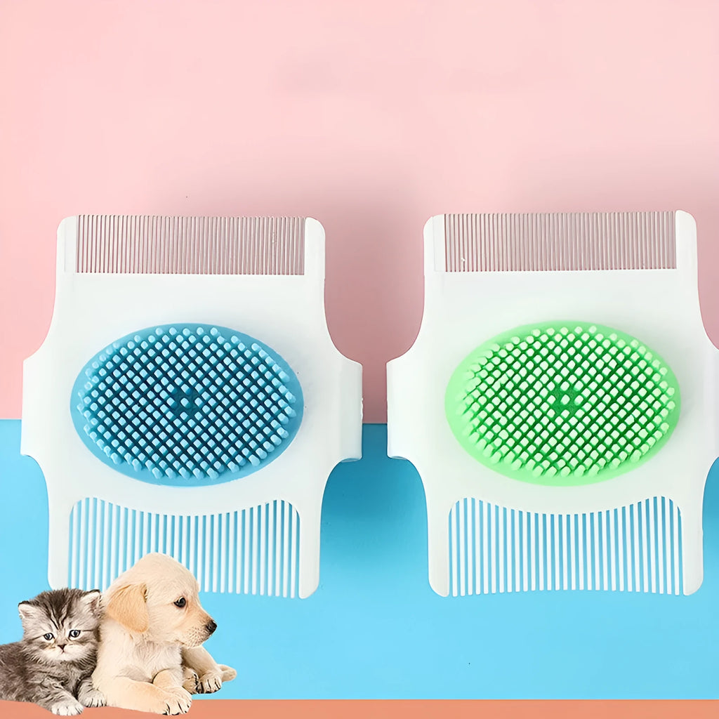 Multifunctional pet grooming tool with four comb heads for dog grooming and hair removal