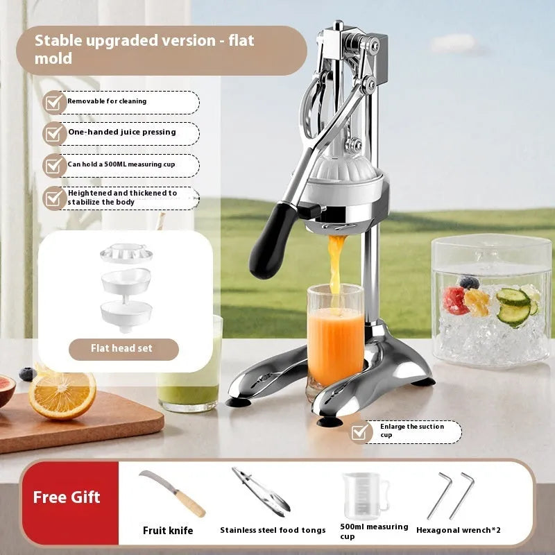Manual commercial orange juicer with 480cm nylon plastic construction and stainless steel quick-disassembly option