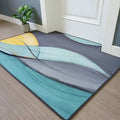 Modern minimalist human door mat with geometric jacquard pattern in Hairy Geometric colour, 400x600mm size, non-slip bottom