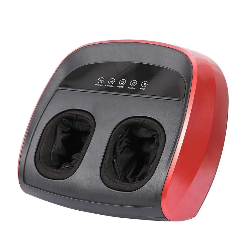 Flip automatic foot massager in black colour on a wooden floor.