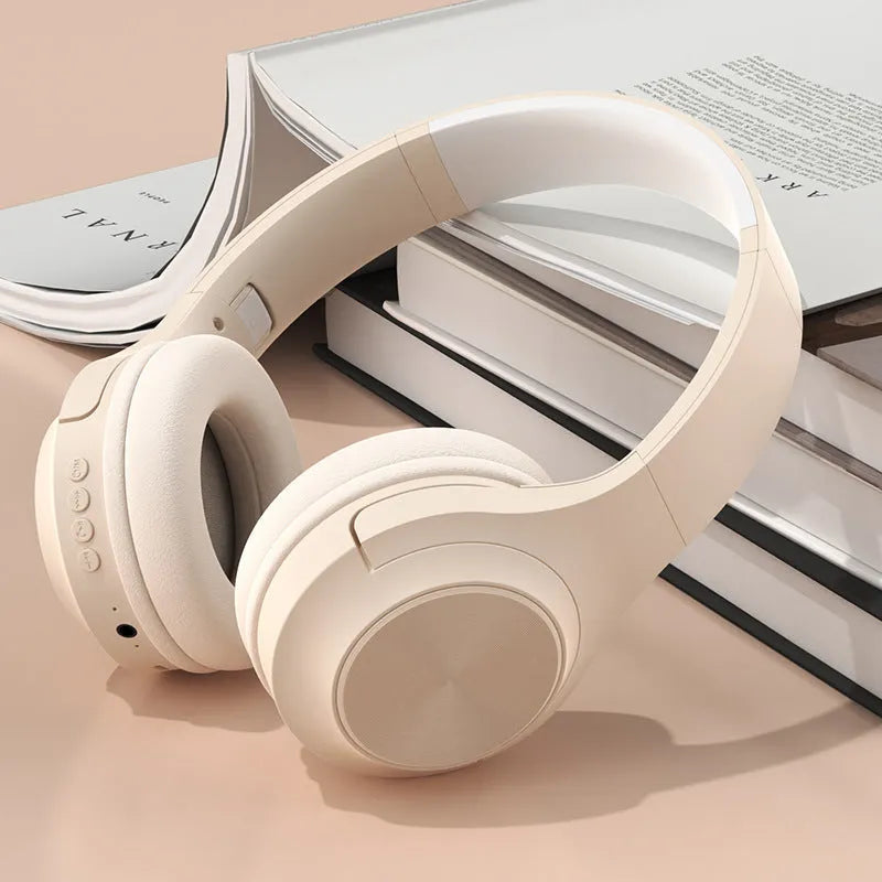 Personalised creative design wireless Bluetooth headset in chalk black, shown in head-mounted wearing style.