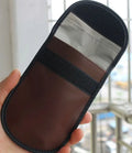 Black microfiber RFID signal blocker bag for phones and cards measuring 13.5 by 9.5 centimetres