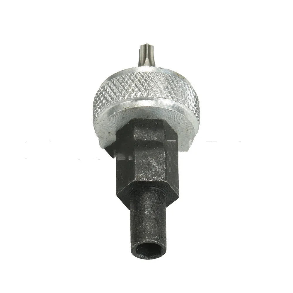 Ignition module wrench tool made of carbon steel with knurled aluminium knobs for automotive distributor repair.