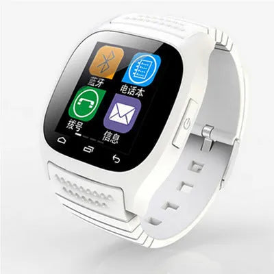 Bluetooth sports watch in black, white or blue colours compatible with Apple iPhone and Android phones
