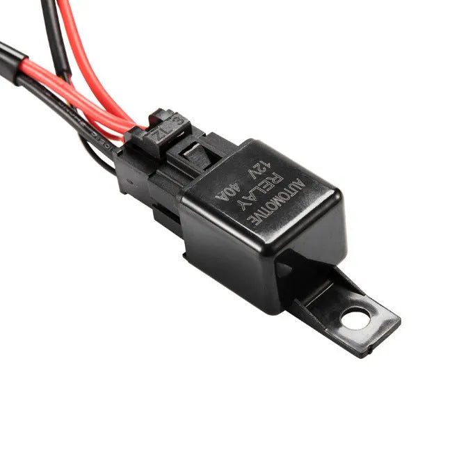 Black off road LED spotlight cable set with 2 metre wire harness and light switch