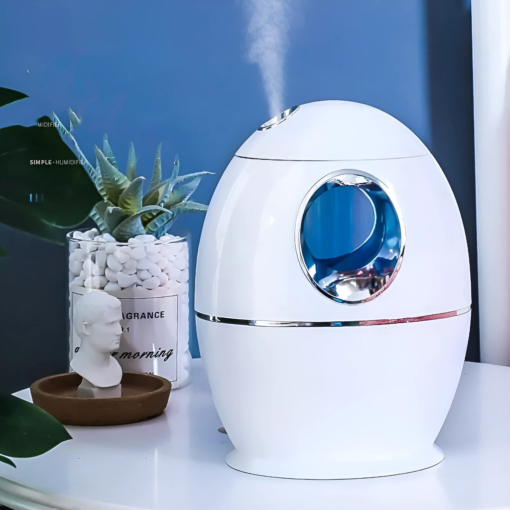 White columnar air disinfection humidifier with mechanical controls and USB port.