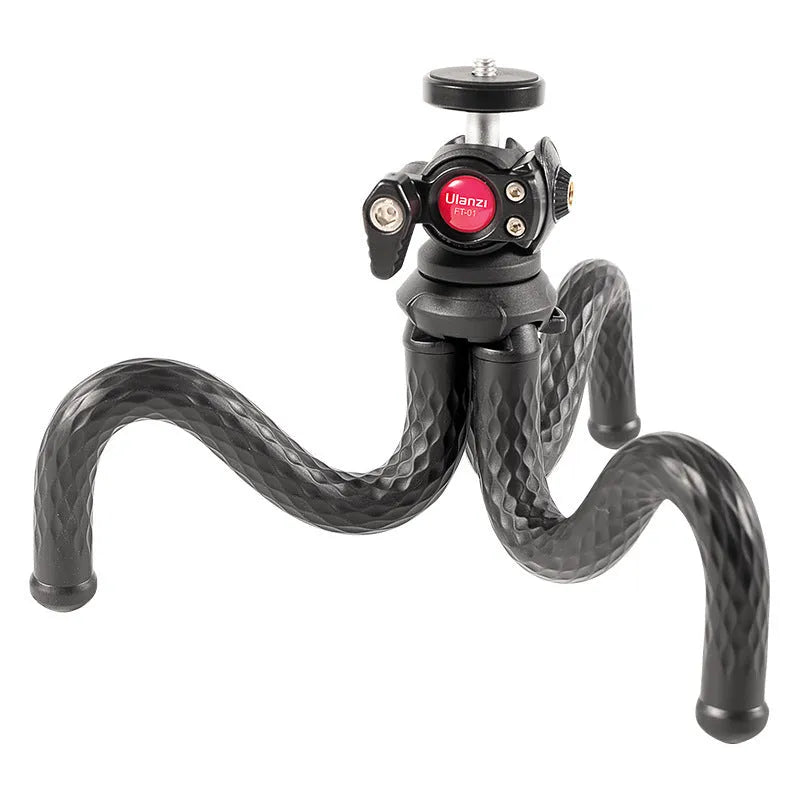 Black octopus flexible tripod with mobile phone clip extended to 360mm
