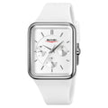 Square waterproof women's watch in silicone with multifunctional display and 10.8mm thickness