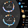 Natural stone beaded bracelets featuring zodiac sign designs with adjustable string closures