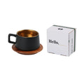 Office afternoon tea gift set showing coffee cup tumbler with gold-plated gift box packaging