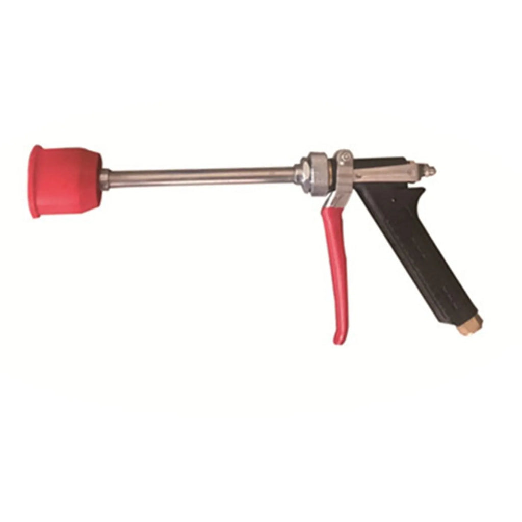 Adjustable agricultural spray gun with submachine gun style handle for pesticide spraying