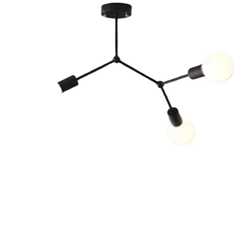 Iron chandelier ceiling lamp with Nordic design in black or white, showing 3-head, 4-head, and 6-head options.