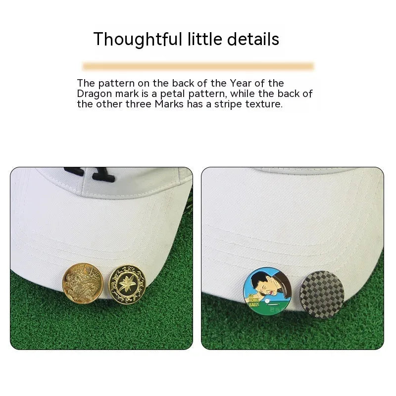 Zinc alloy golf hat clip with detailed Dragon Year metal craft pattern design