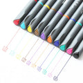 Pack of ten black hook line pens with 0.38mm fine tips for technical drawing.