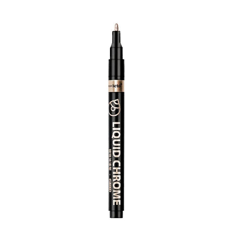 Metal mirror chrome plated marker pen with metallic ink for smooth surfaces