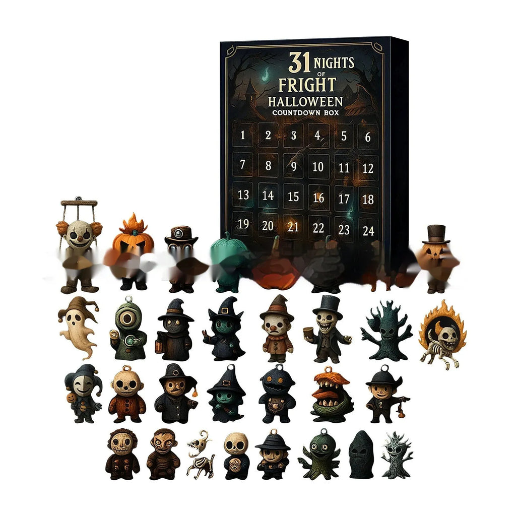Halloween countdown blind box with resin doll advent calendar collectible for horror-themed celebrations