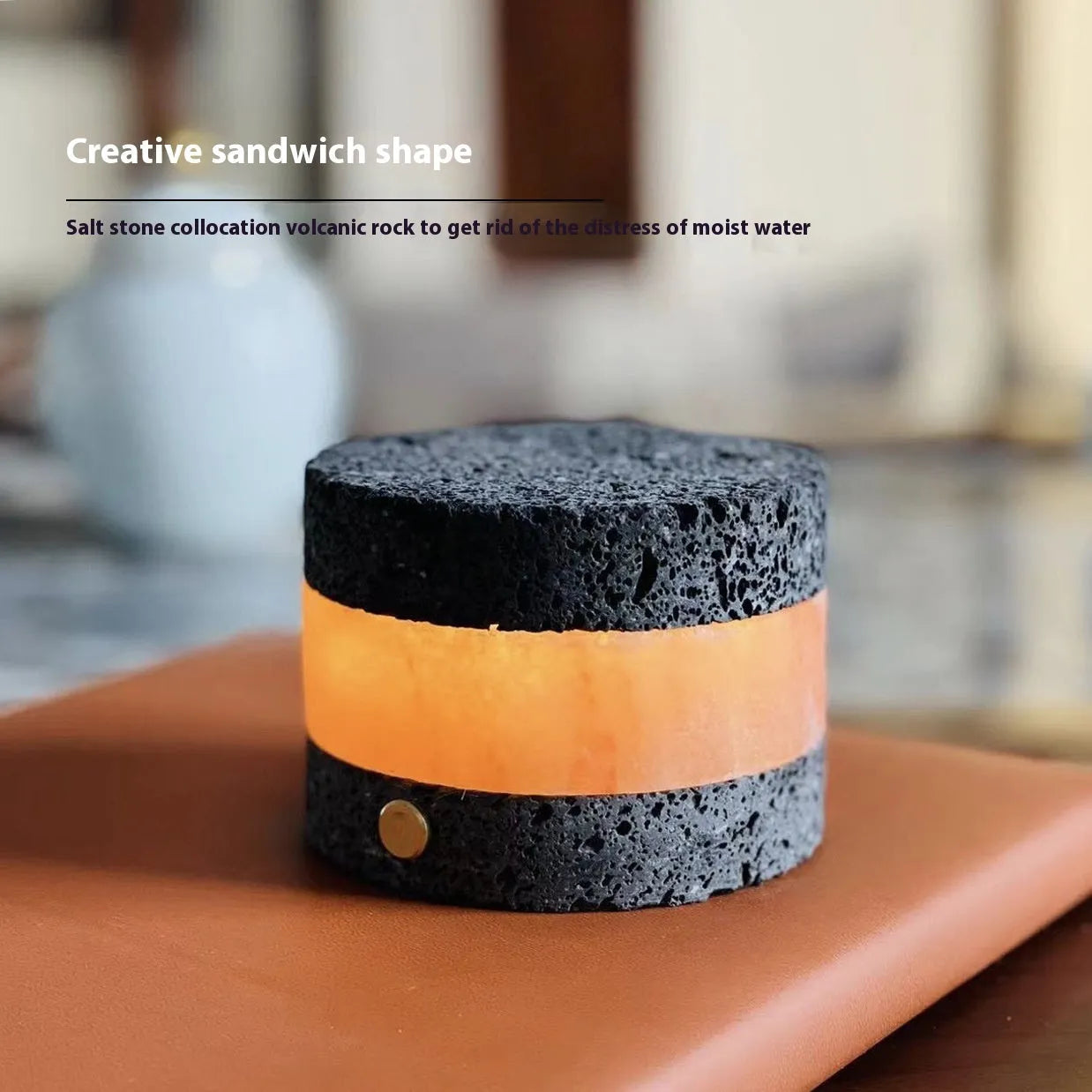 Orange volcanic rock USB touch night lamp with dimming control and essential oil diffuser