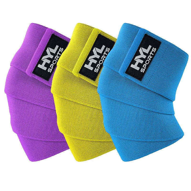 High elastic nylon training bandage knee pads in black for weightlifting and squat exercises free size 160x8cm